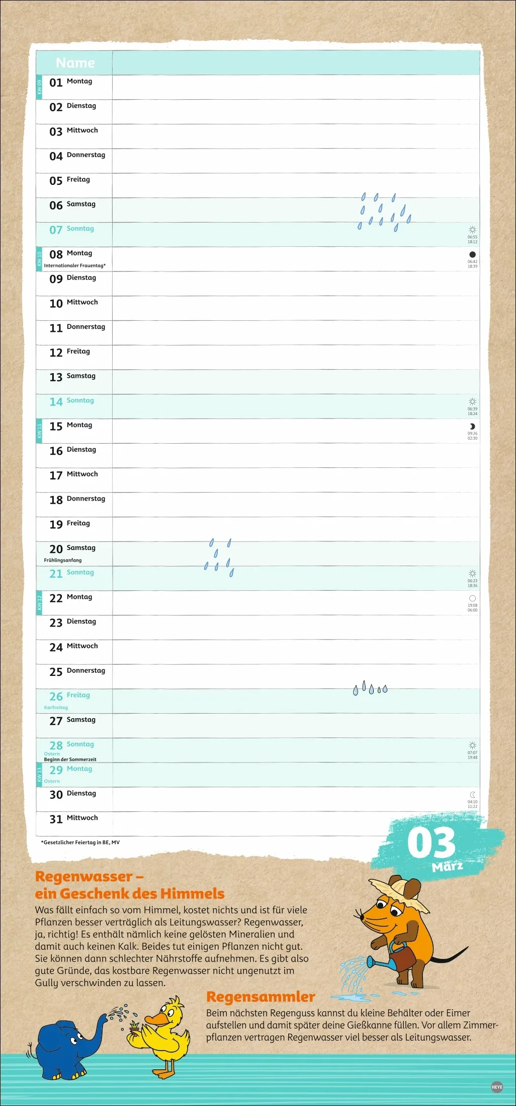 Nachhaltig Planen mit der Maus Wandkalender 2027 – Bild 4