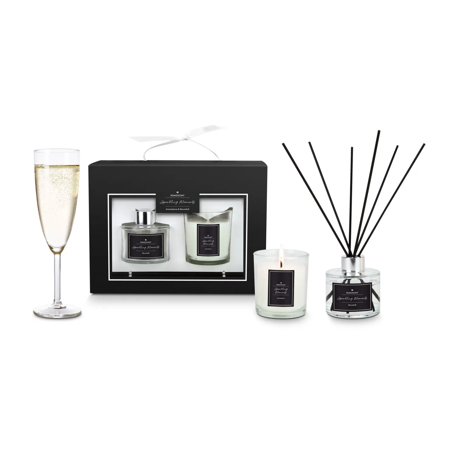 ROMOSCENT® Aroma-Set Sparkling Moments, Raumduft & Aromakerze, schwarz-weiß – Bild 6