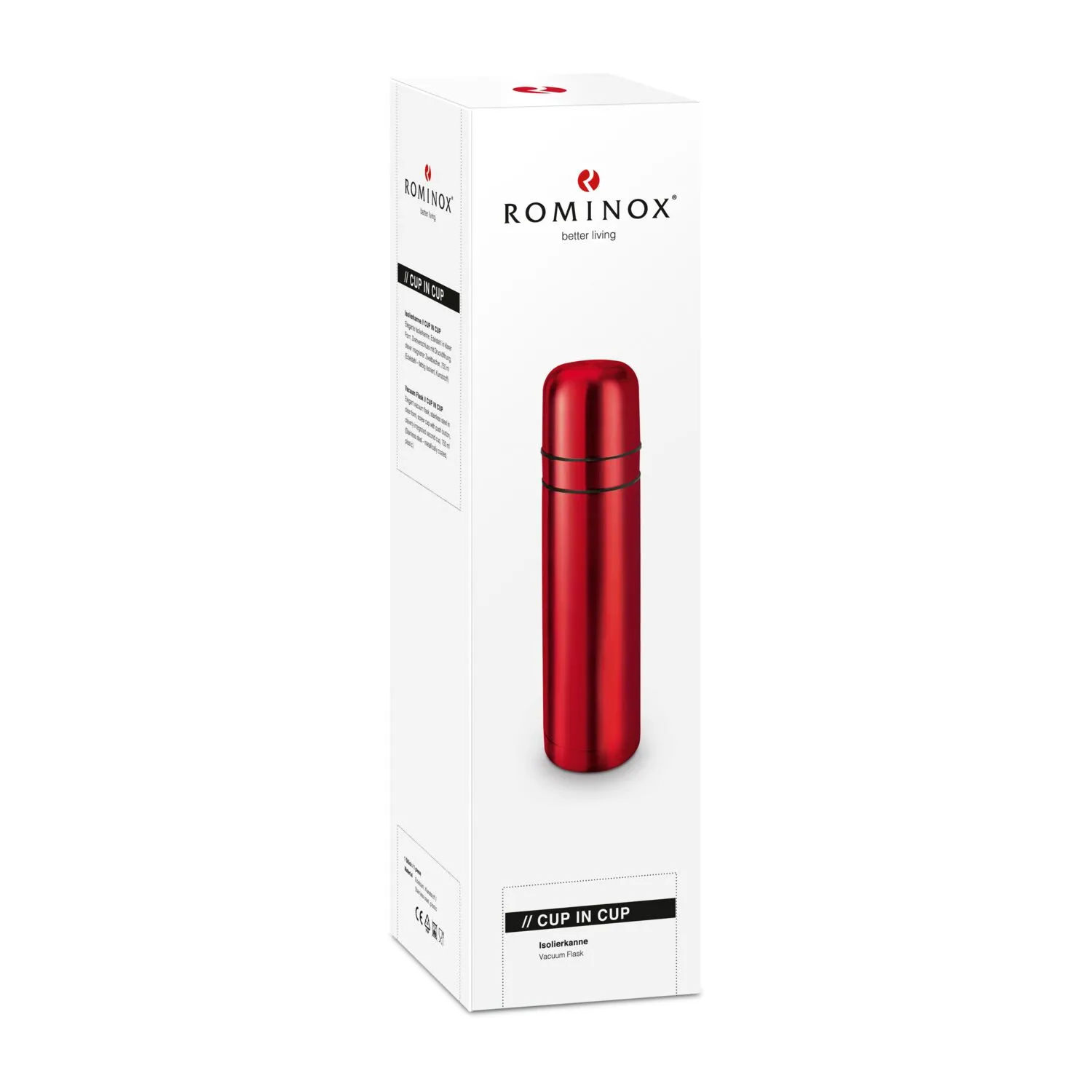 ROMINOX® Isolierkanne // Cup in Cup - mit 2 Deckeln - Rot, rot – Bild 4