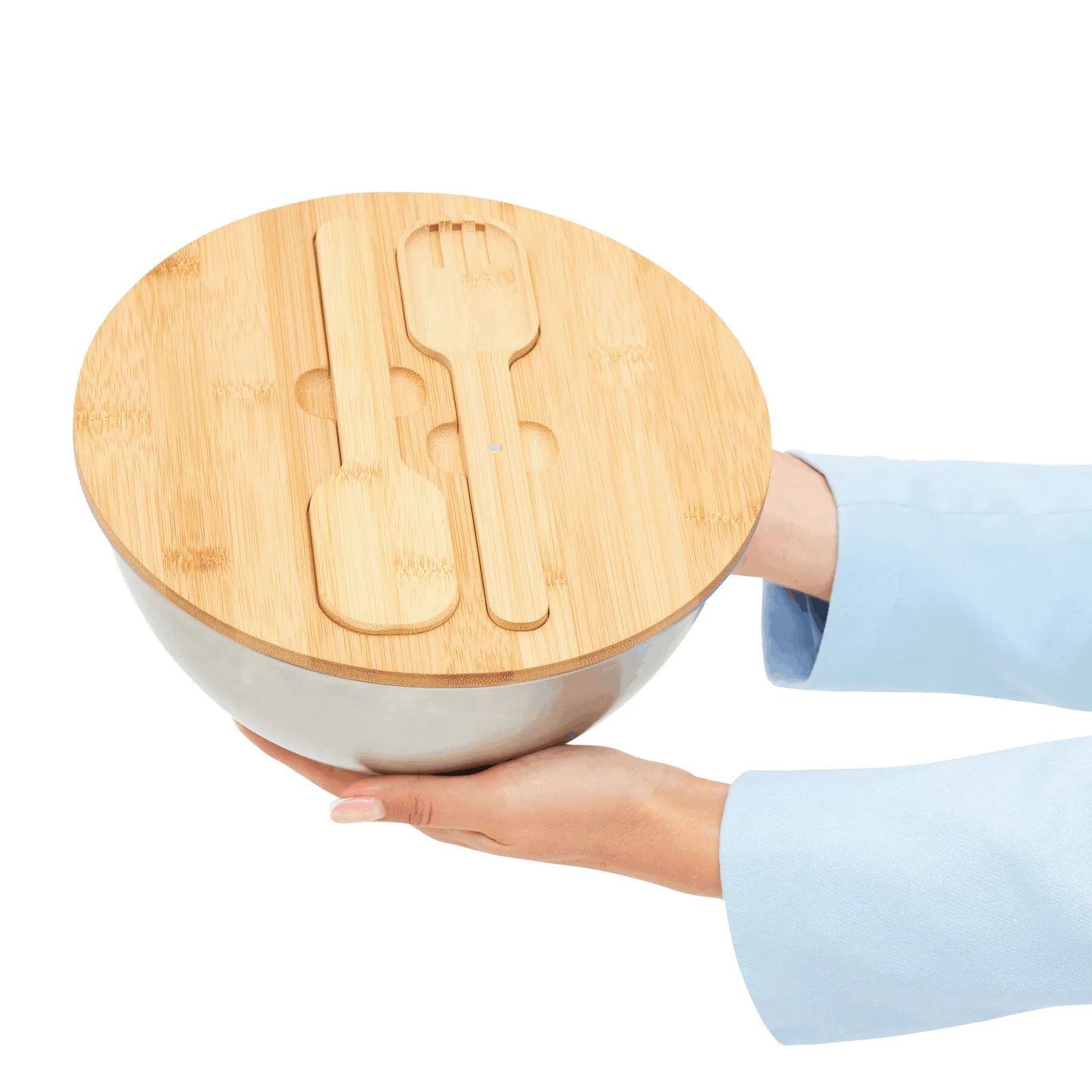 EAT HEALTHY - Salatschüssel braun, silber, braun, silber – Bild 8