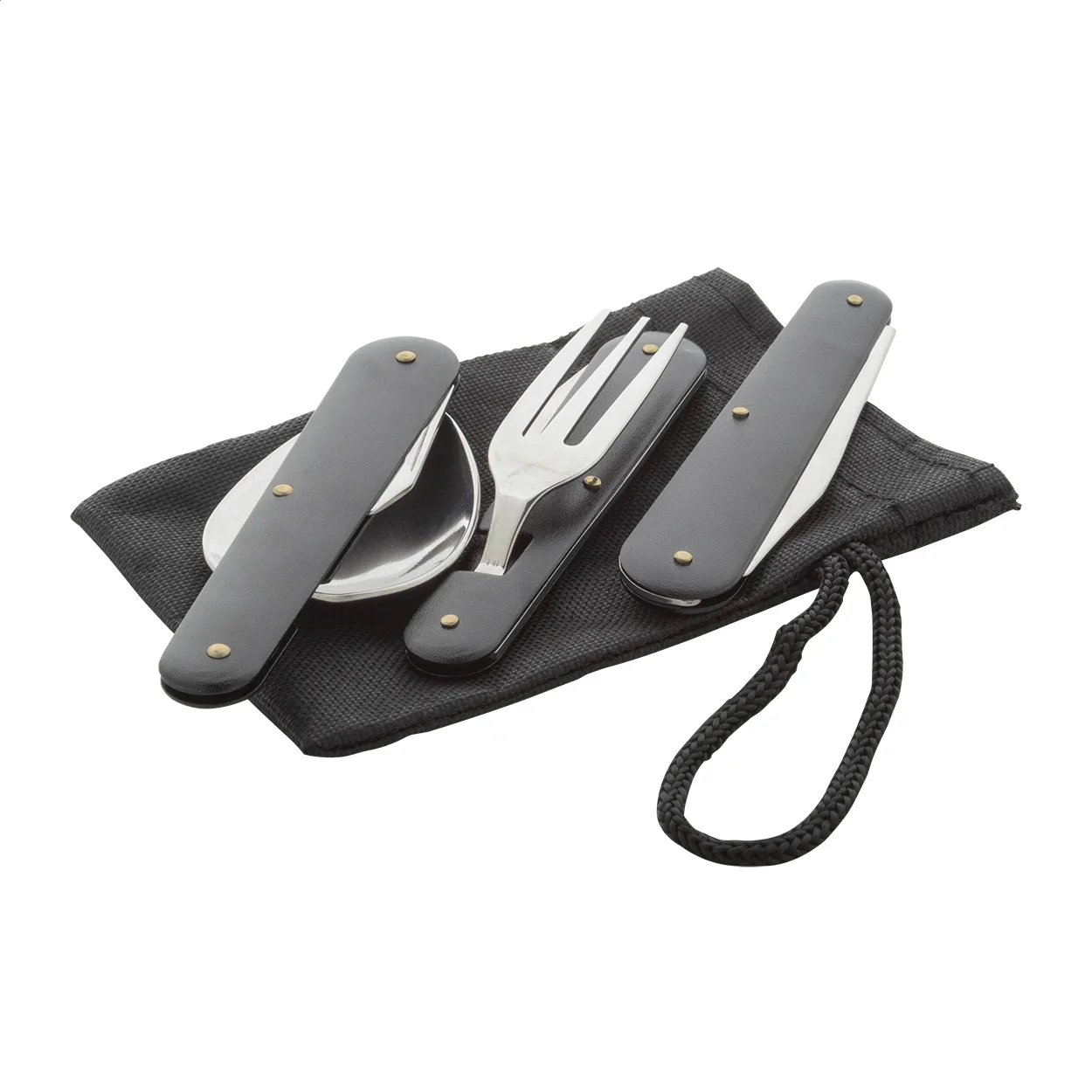 Camping-Besteckset Platoon, schwarz – Bild 2