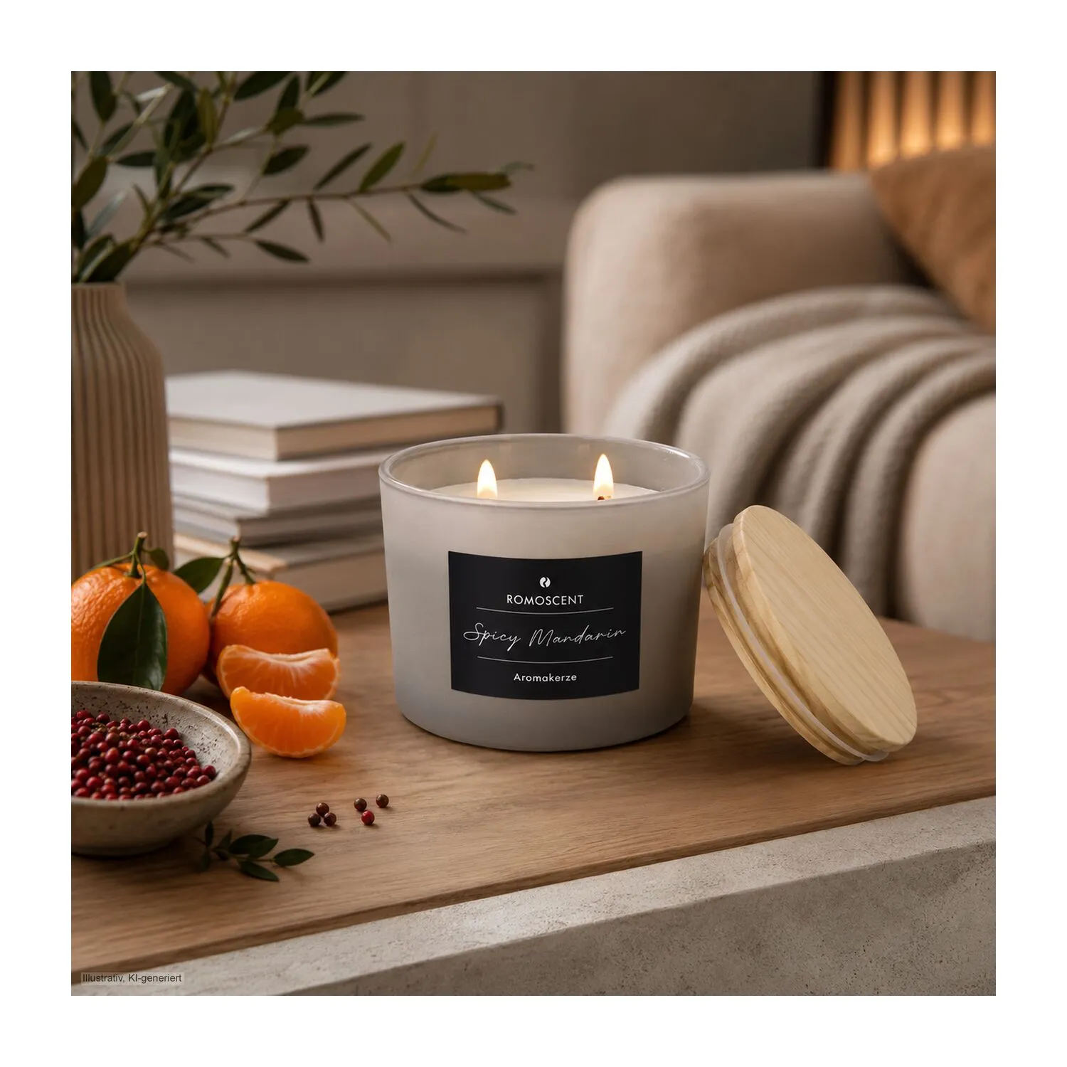 ROMOSCENT® Aromakerze Spicy Mandarin, grau – Bild 16