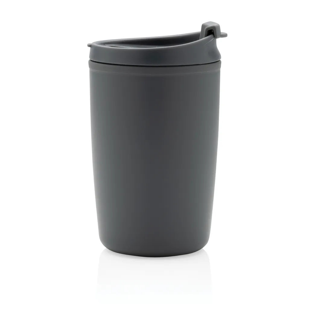 GRS recycelter PP-Becher mit Flip-Deckel, grau – Bild 3