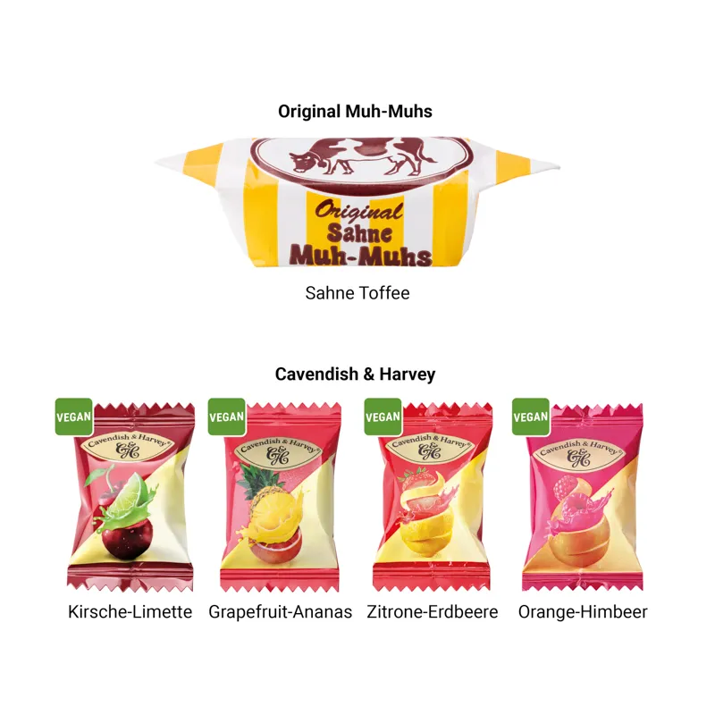Geschenkbox Midi Schleife, Cavendish & Harvey Double Fruit Bonbons – Bild 2