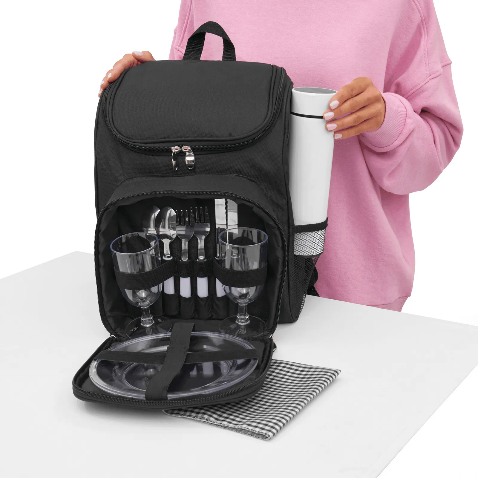 OUTSIDE - Picknick-Rucksack, schwarz – Bild 13