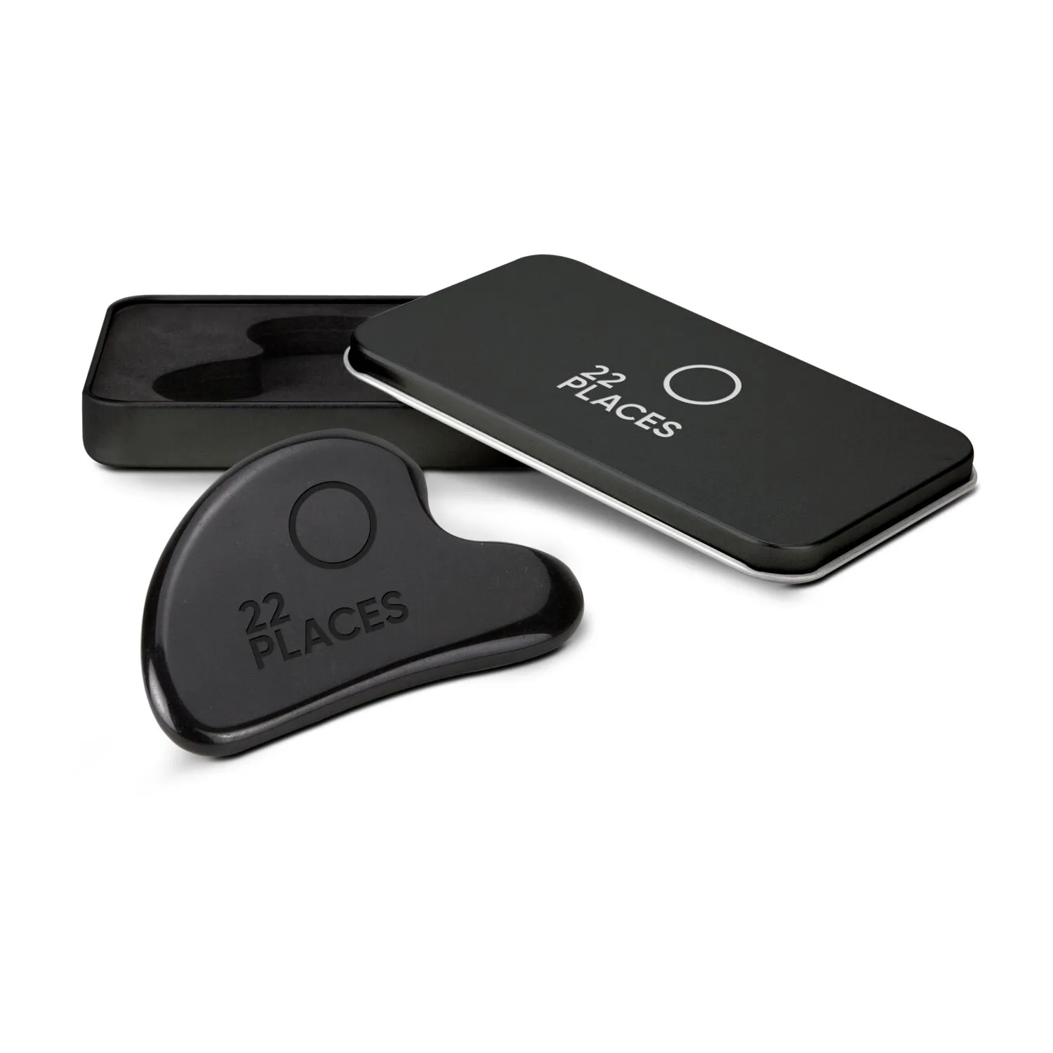 Massagestein Gua Sha Black Obsidian zur Wellness-Gesichtsmassage, schwarz – Bild 6