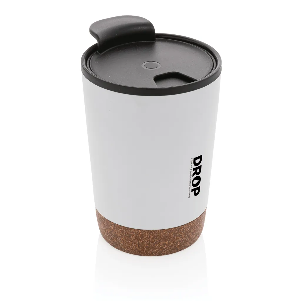 RCS recycelter Edelstahl-Kaffeebecher mit Kork, weiß – Bild 4