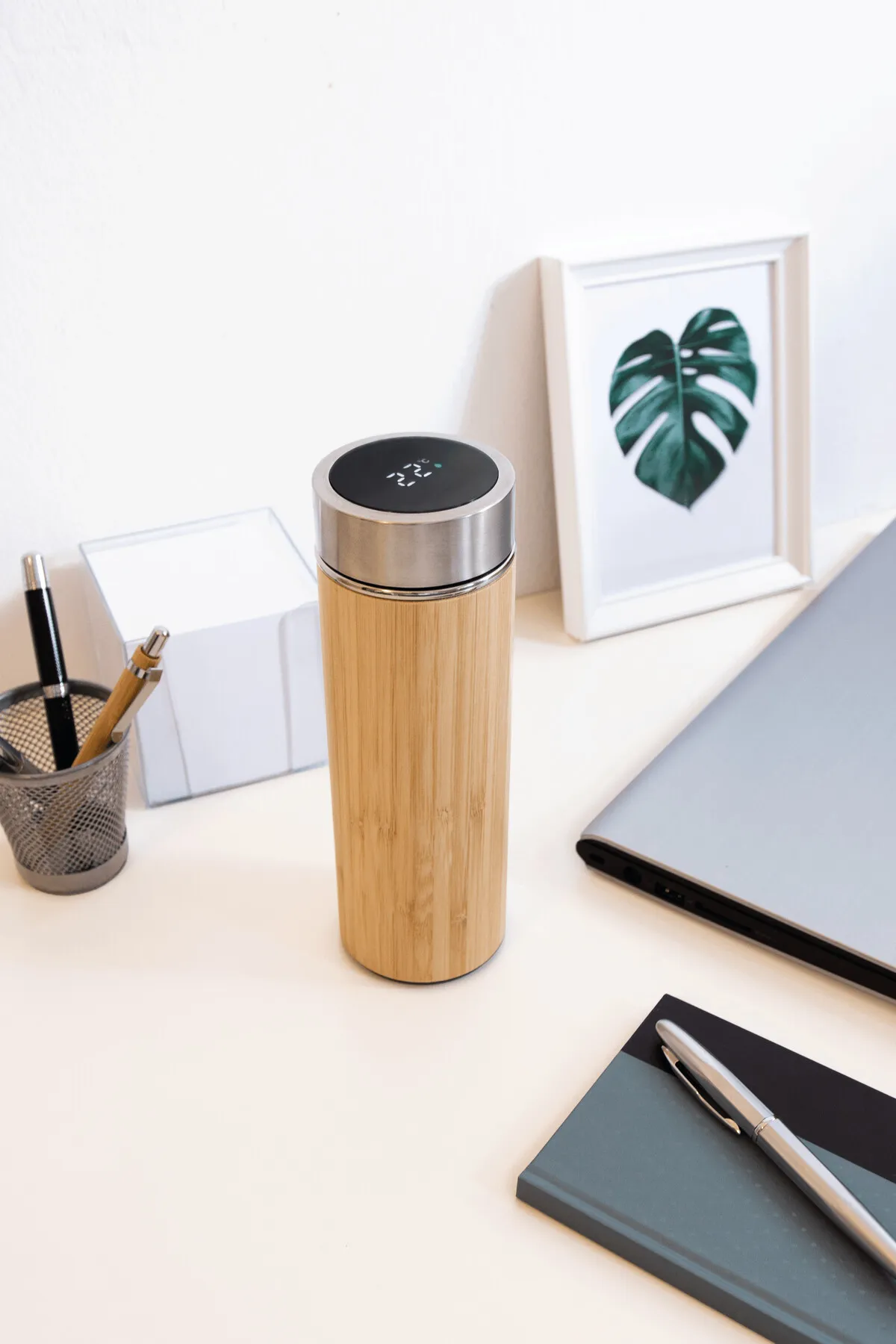 BAMBOO TEMP - Isolierflasche braun, silber, braun, silber – Bild 8