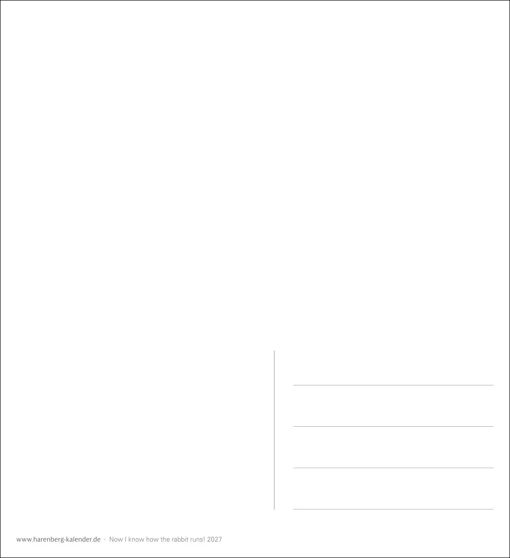 Now I know how the rabbit runs Postkartenkalender 2027 – Bild 3