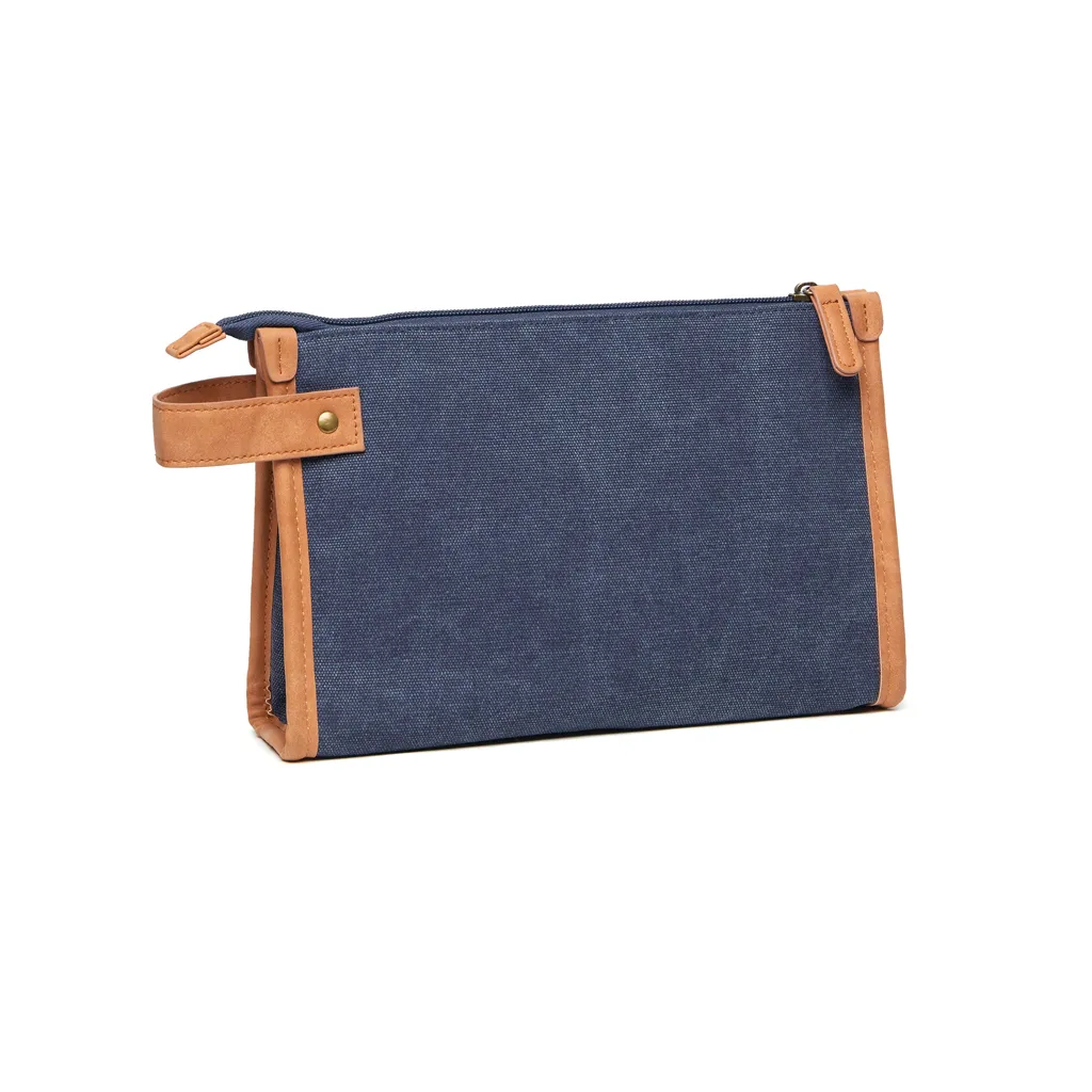 VINGA Bosler Kulturbeutel aus GRS recyceltem Canvas, navy blau – Bild 2