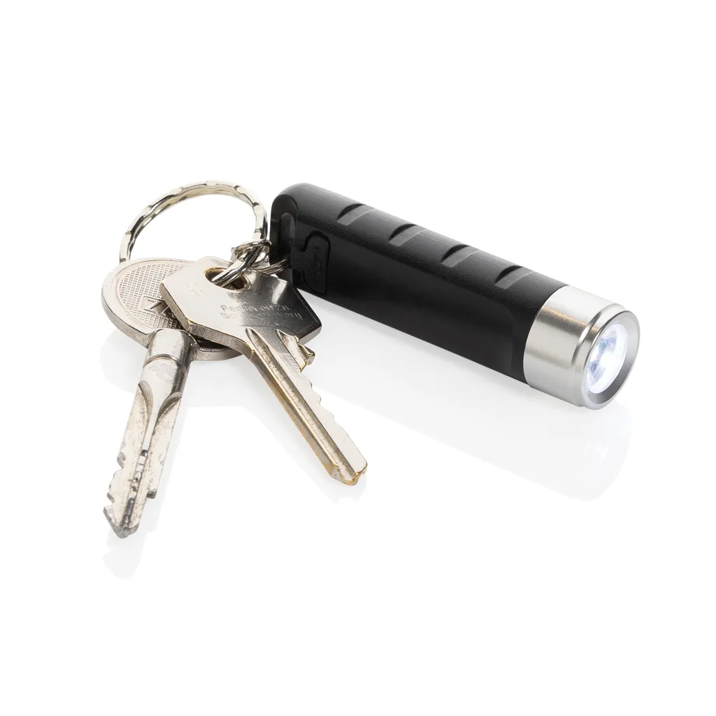 Globix USB Schlüsselanhänger-Taschenlampe aus RCS rABS, schwarz – Bild 2