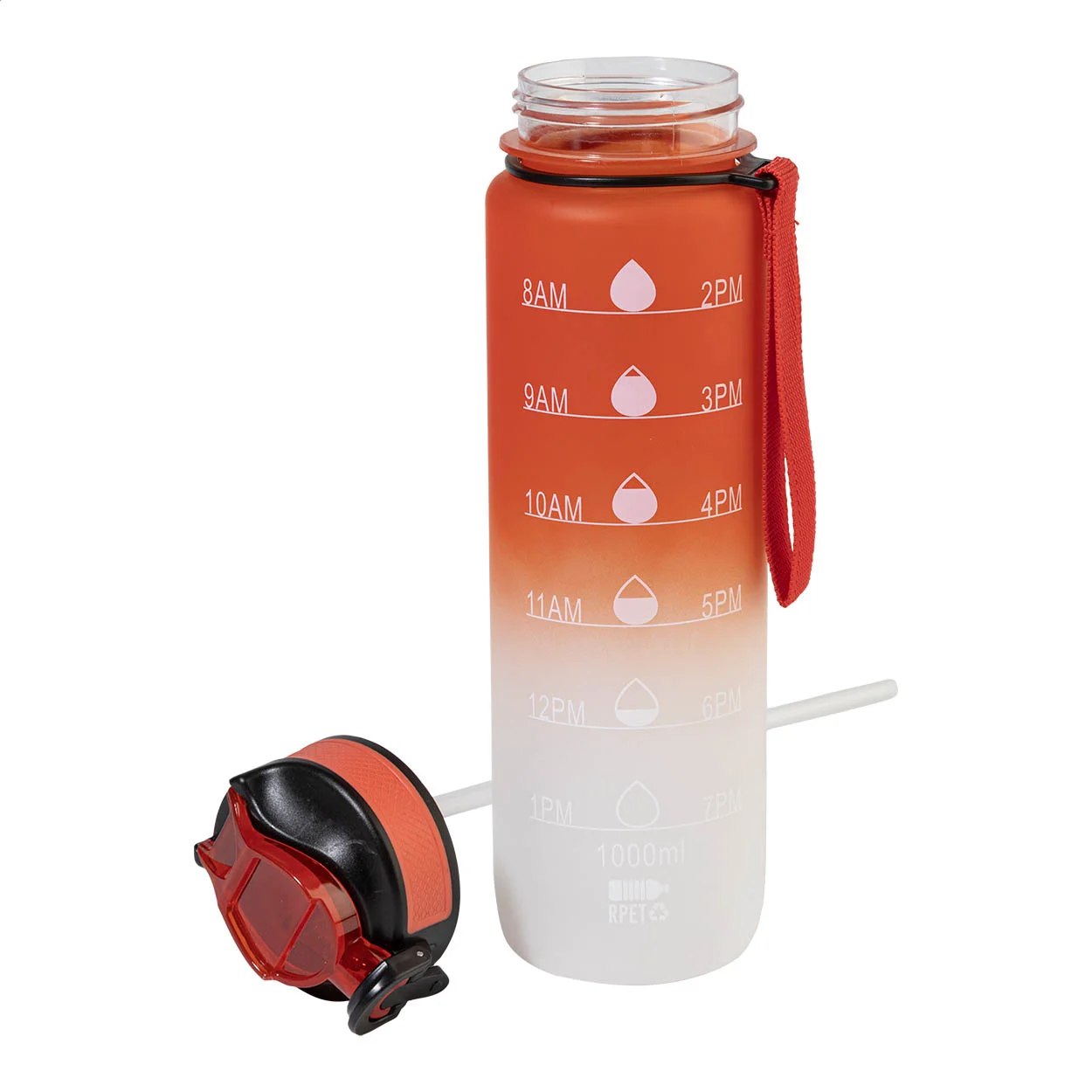 RPET Flasche mit Motivationsanzeige Sipgrade, rot – Bild 2