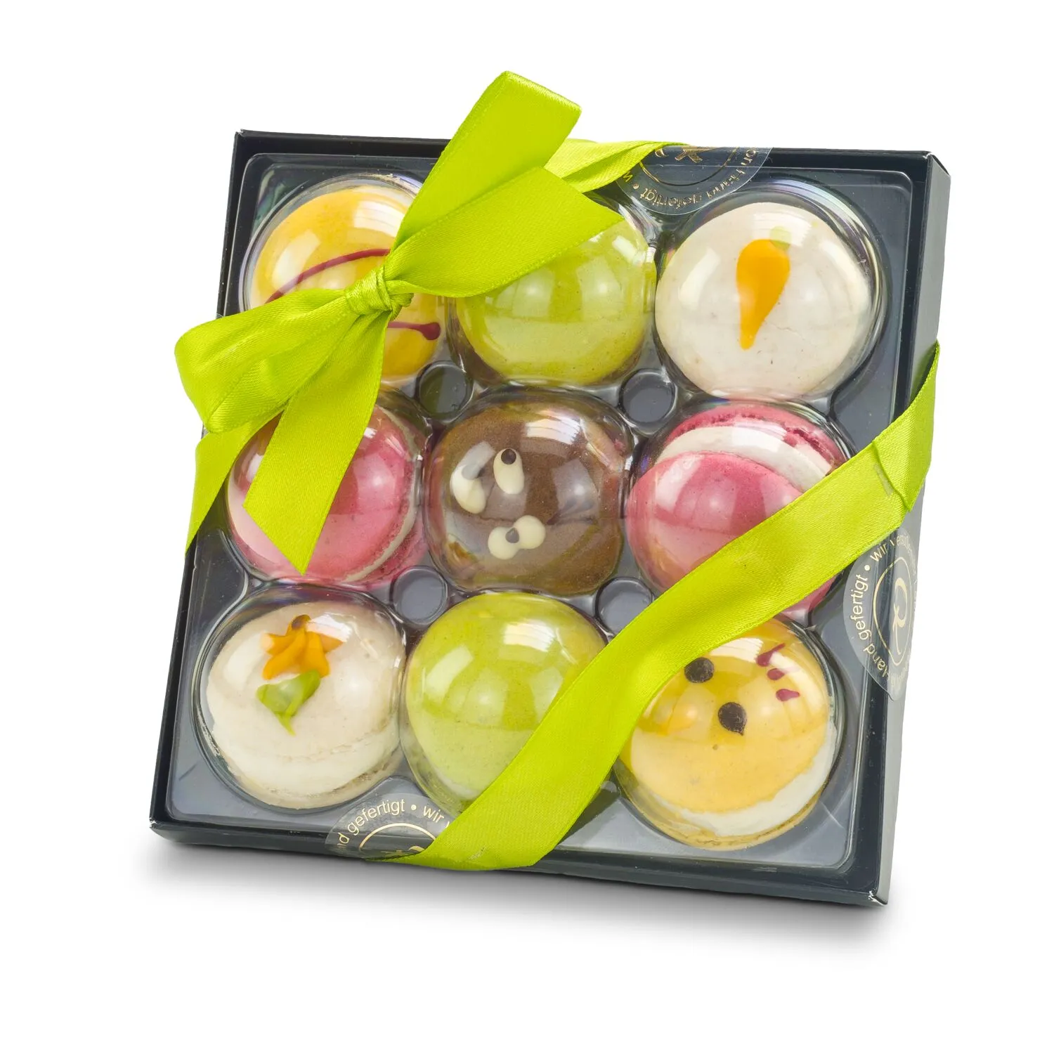 Geschenkartikel / Präsentartikel: Bunte Oster-Macarons, 90 g, grün – Bild 8