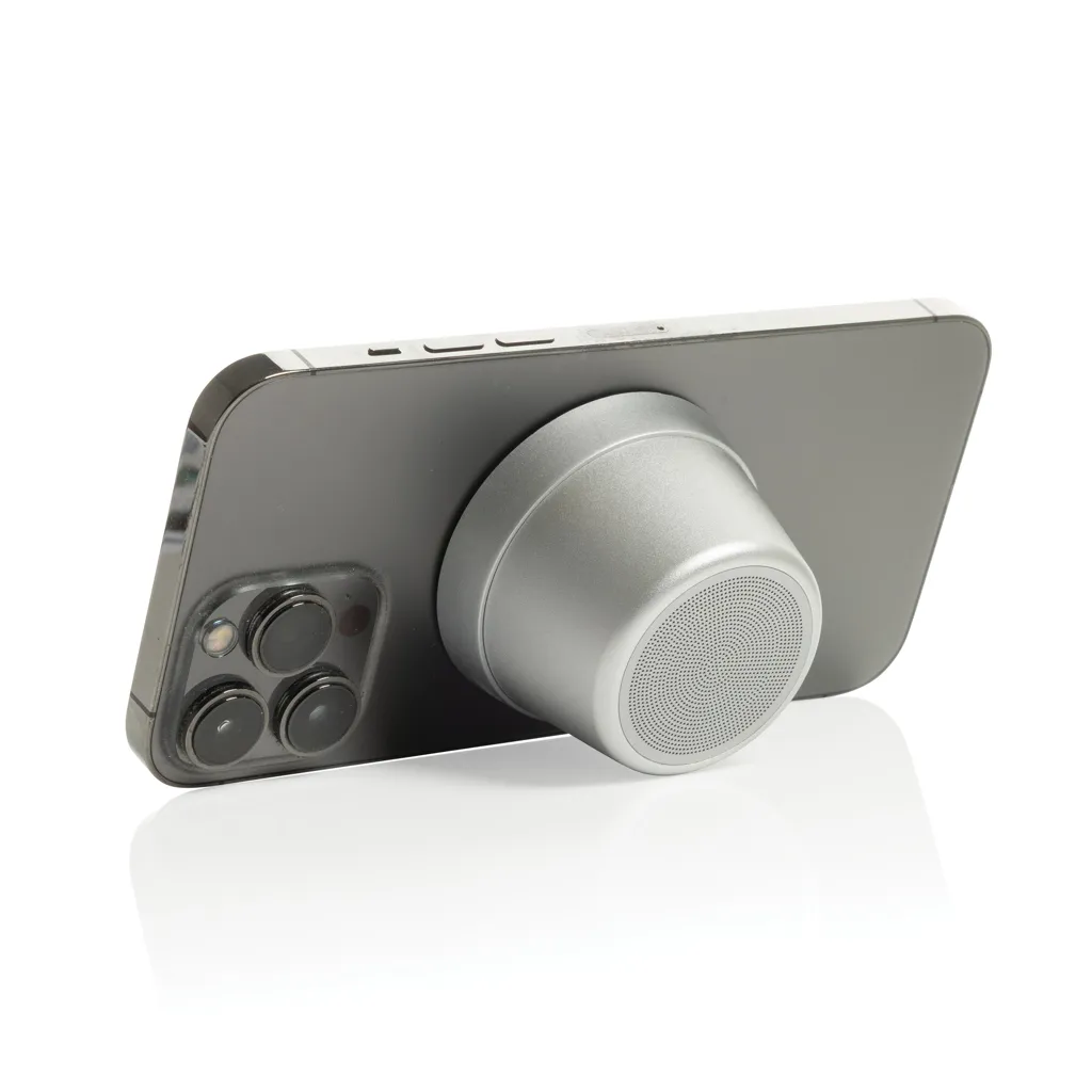 Nivio magnetischer 5W-Speaker aus RCS recyceltem Aluminium, silber – Bild 2