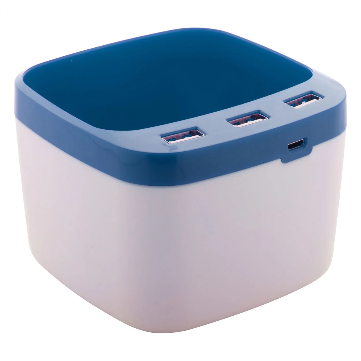 Stifteköcher Warger mit USB Hub, blau, weiß – Bild 2
