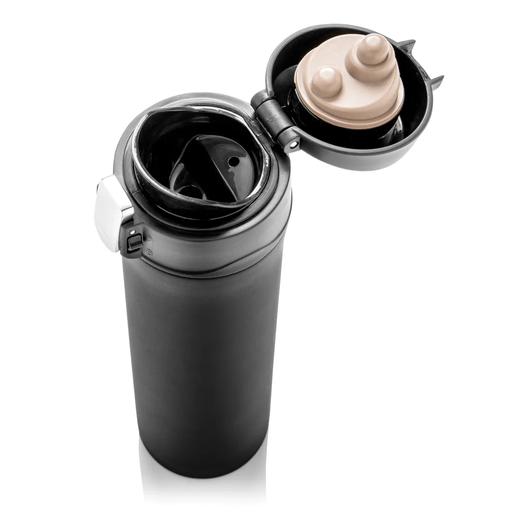 Easy Lock Vakuum-Flasche aus RCS recyceltem Stahl, schwarz – Bild 3