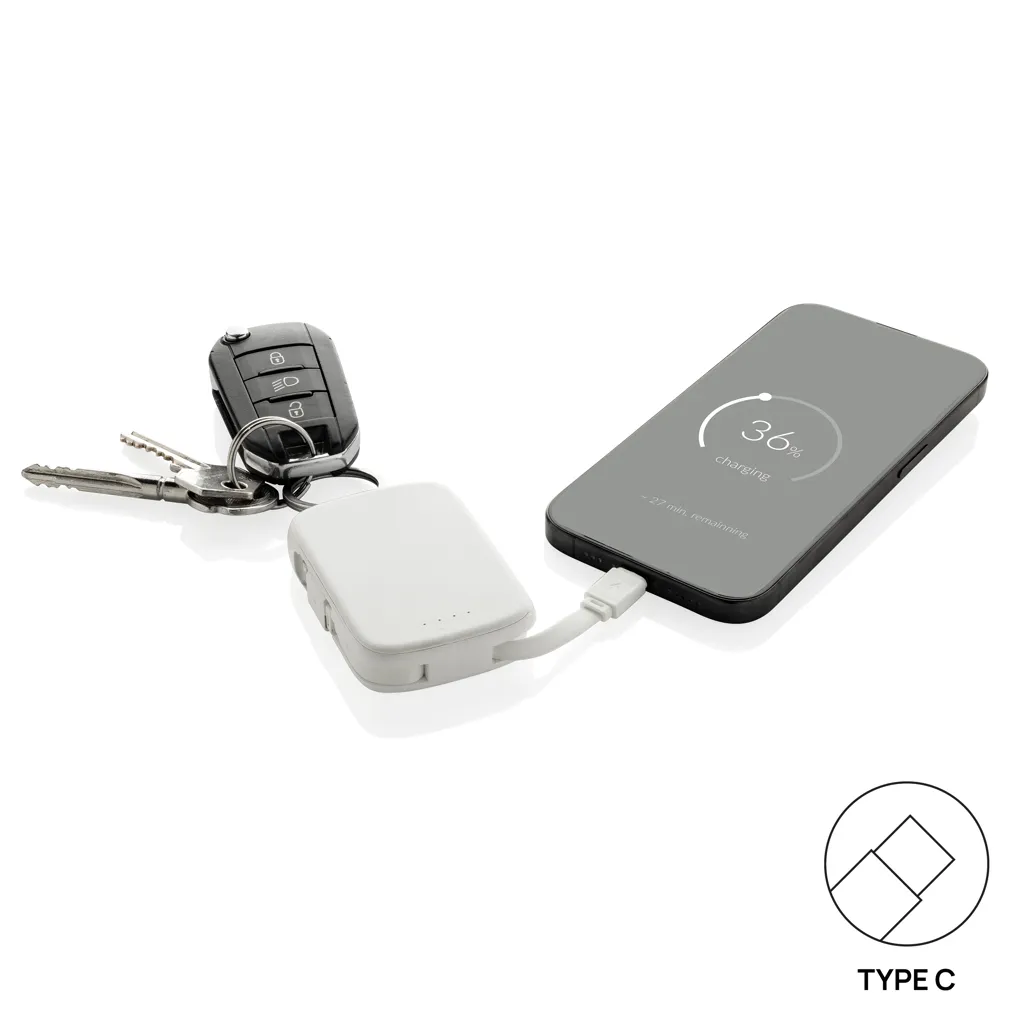 Nexo RCS Key-Chain-Powerbank 2.000mAh mit integr. Kabeln, weiß – Bild 4