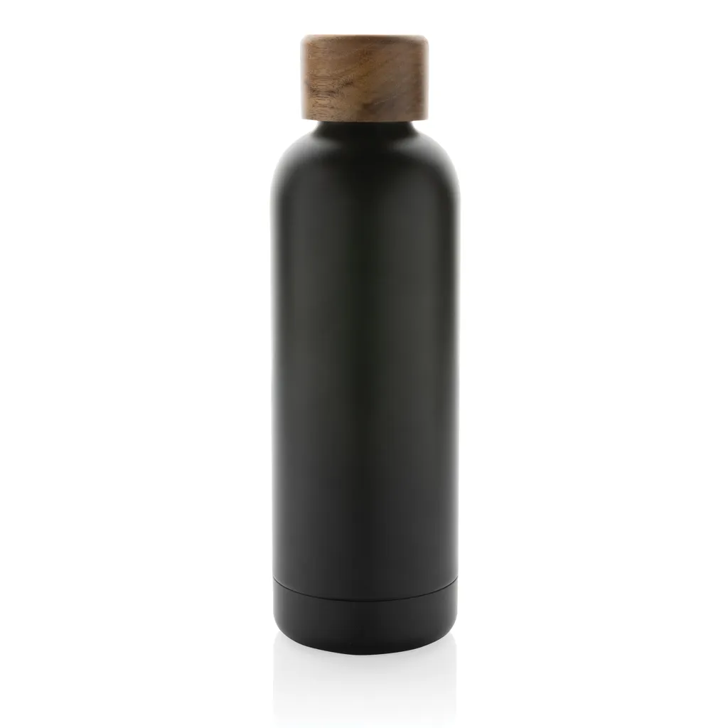 Wood Vakuumflasche aus RCS recyceltem Stainless-Steel, schwarz – Bild 2