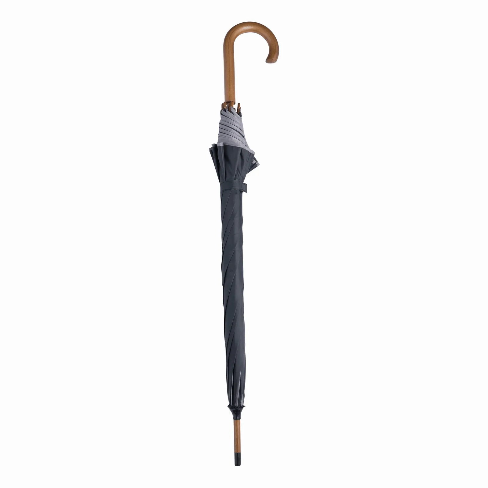 WALTZ Umbrella, Automatik-Holzstockschirm, grau, schwarz – Bild 3