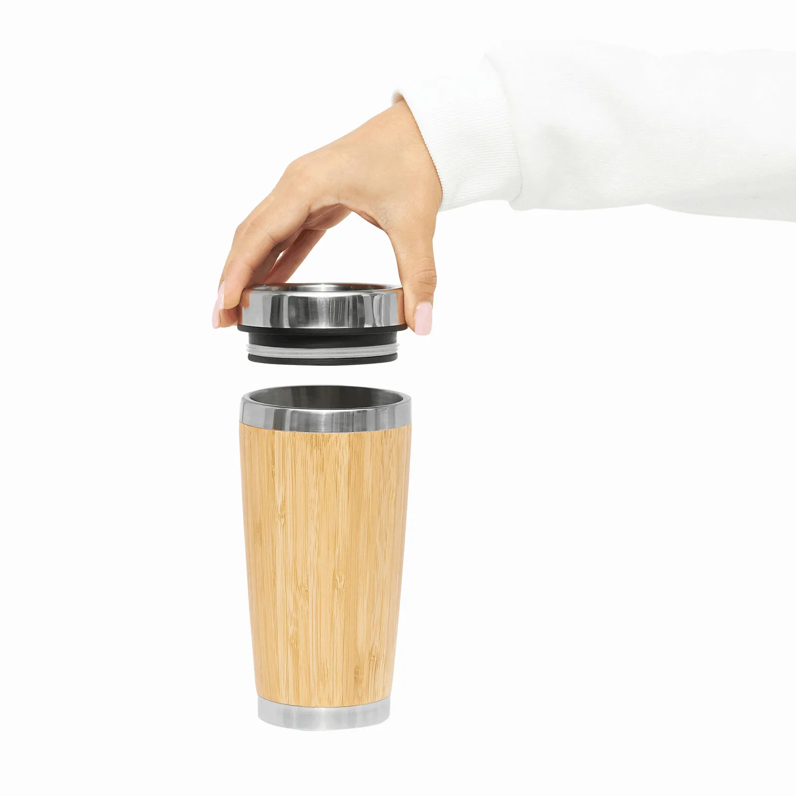 BAMBOO DRINK - Isolierbecher braun, silber, braun, silber – Bild 8