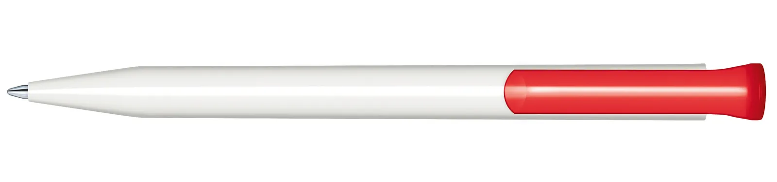 Super Hit Polished Basic Druckkugelschreiber, Weiß - Rot 186 – Bild 3