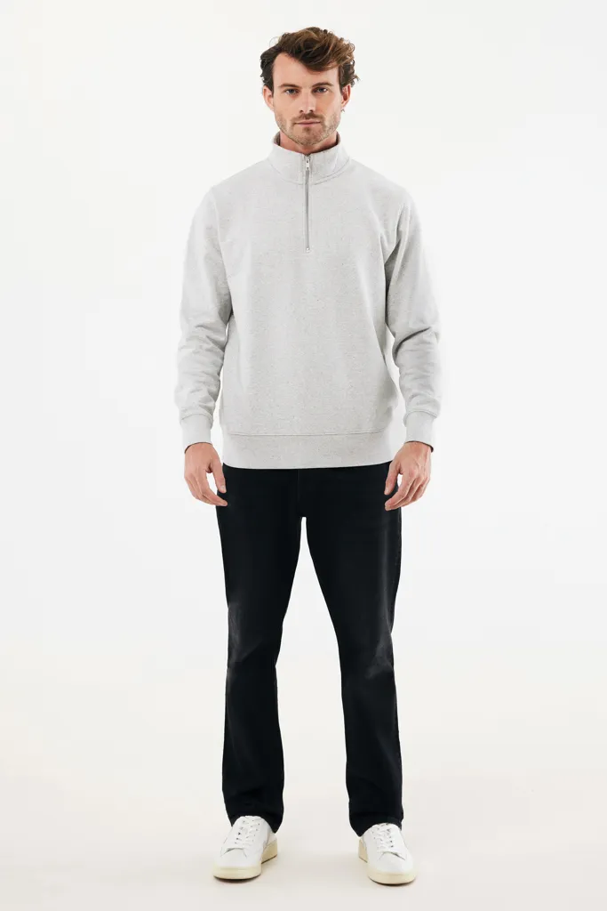 IQONIQ Elgon Quarter-Zip-Sweater aus rec. Baumwolle, light heather grey – Bild 5
