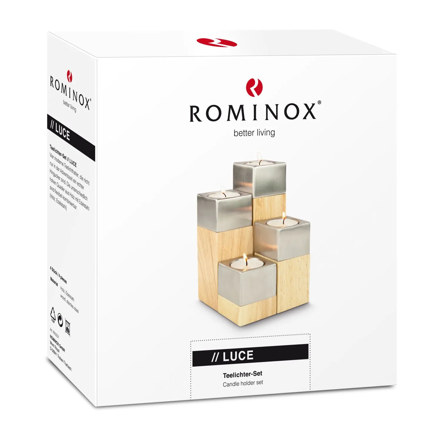 ROMINOX® 4er Teelicht-Set // Luce, braun – Bild 4