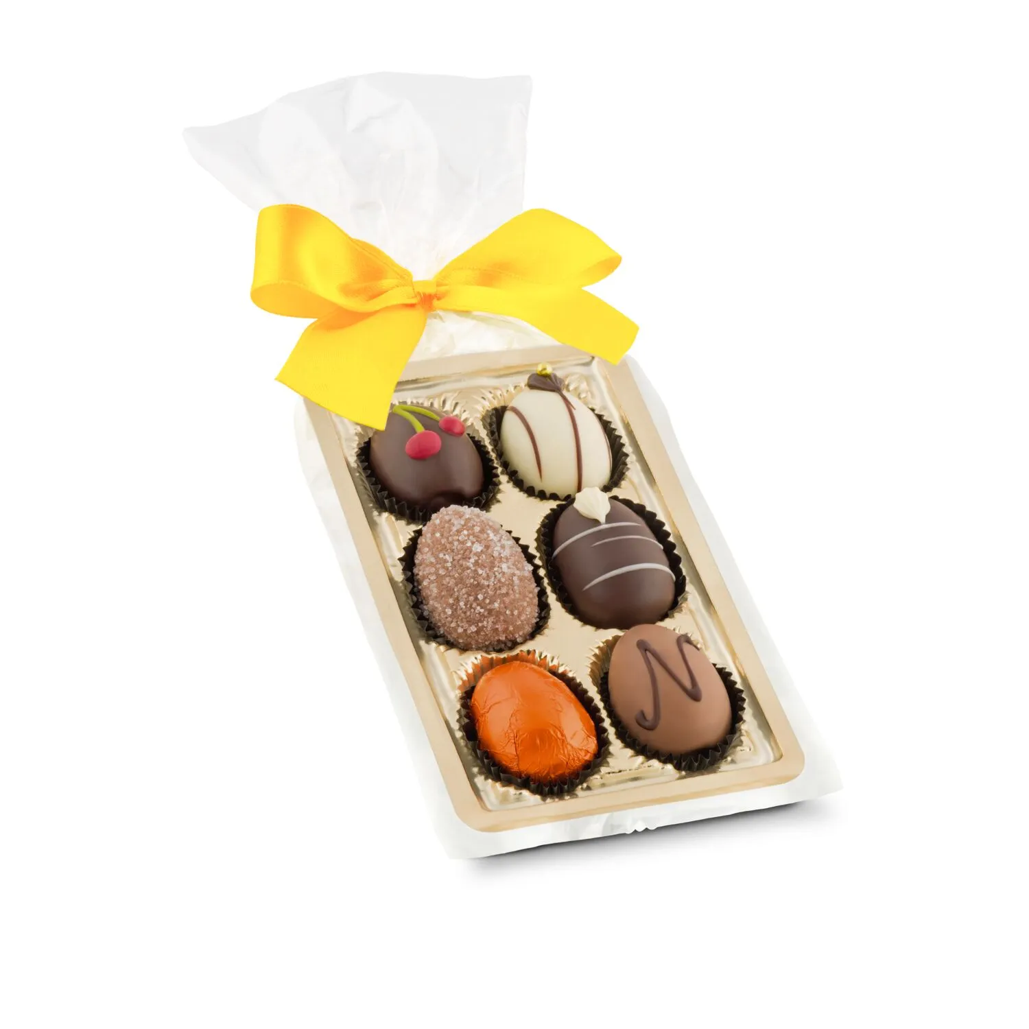 Geschenkartikel / Präsentartikel: Schokoladen-Pralineneier, 6 Stück, 125 g, gelb – Bild 7