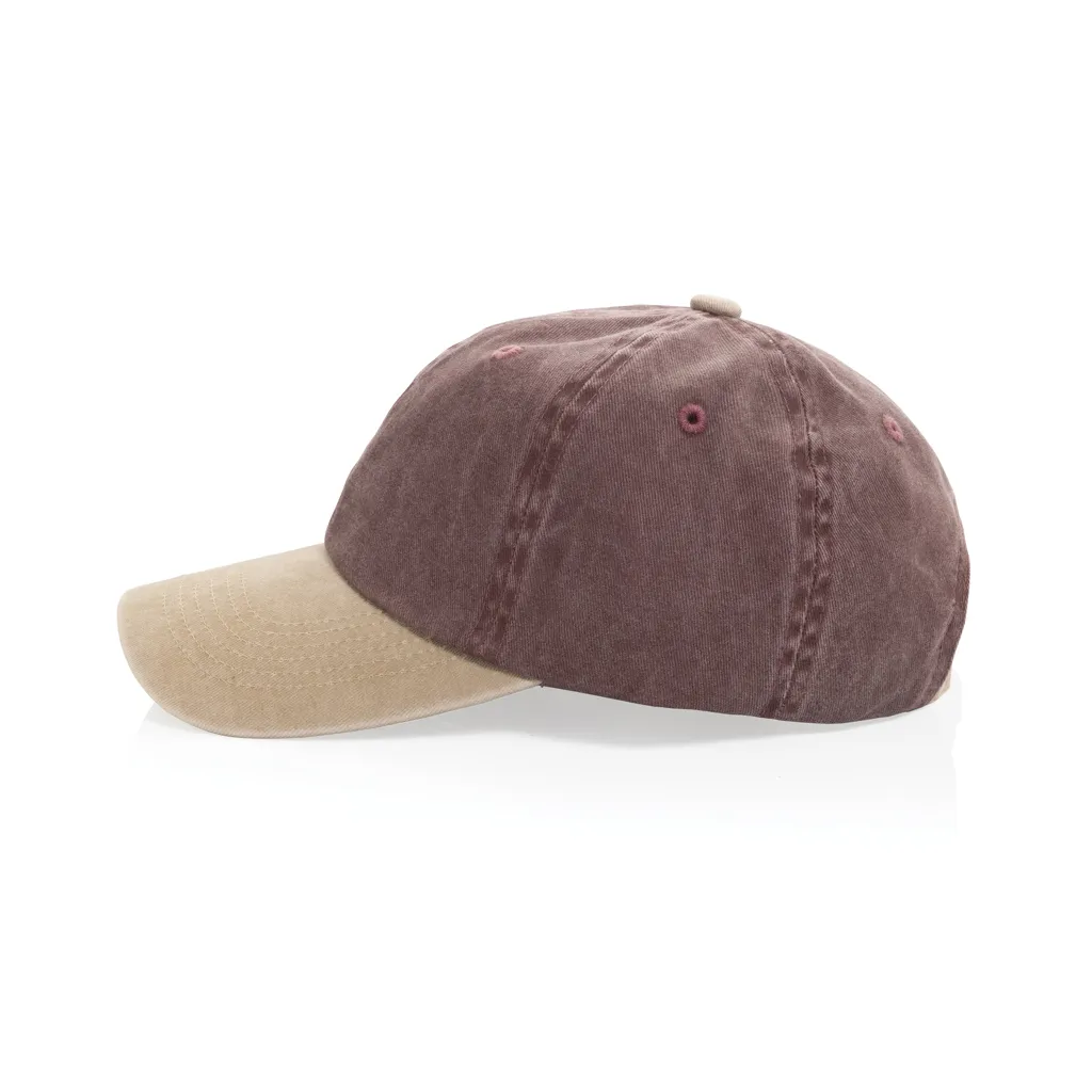 BEAU AWARE™ Two-Tone 6-Panel-Cap aus washed Cotton-Twill, maroon – Bild 4