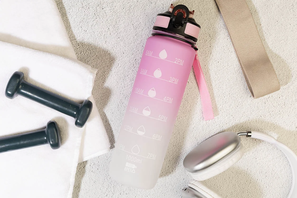 RPET Flasche mit Motivationsanzeige Sipgrade, rosa – Bild 5