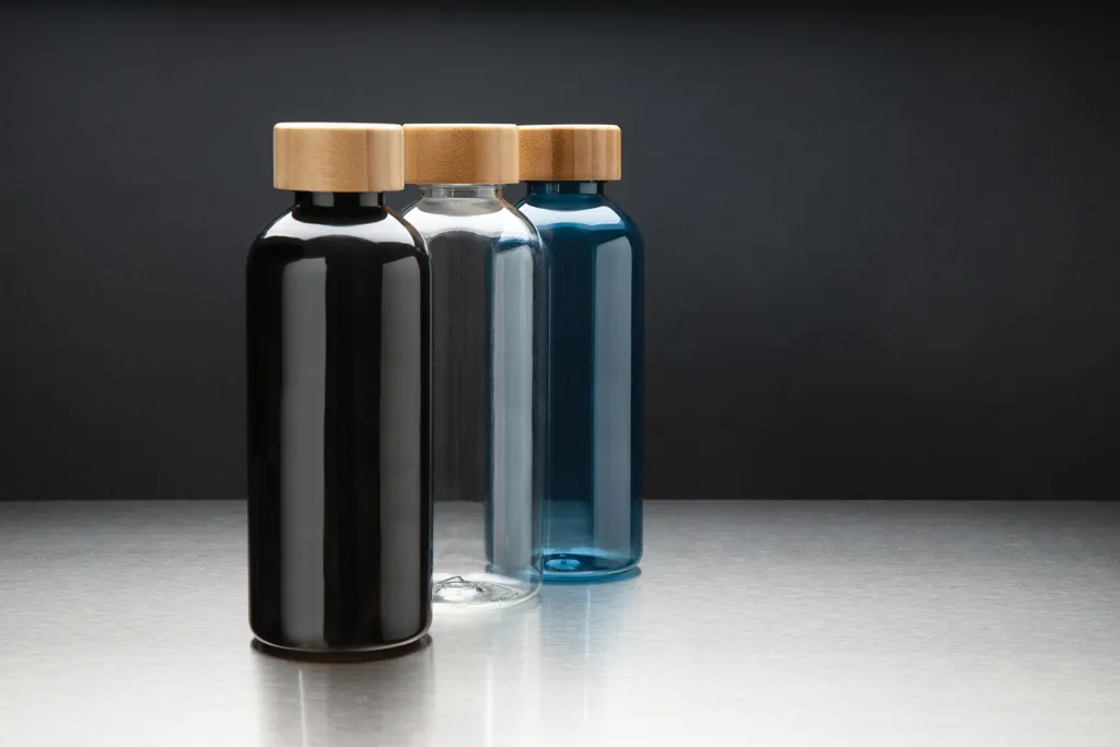 RCS rPET Flasche mit Bambus-Deckel, schwarz – Bild 2