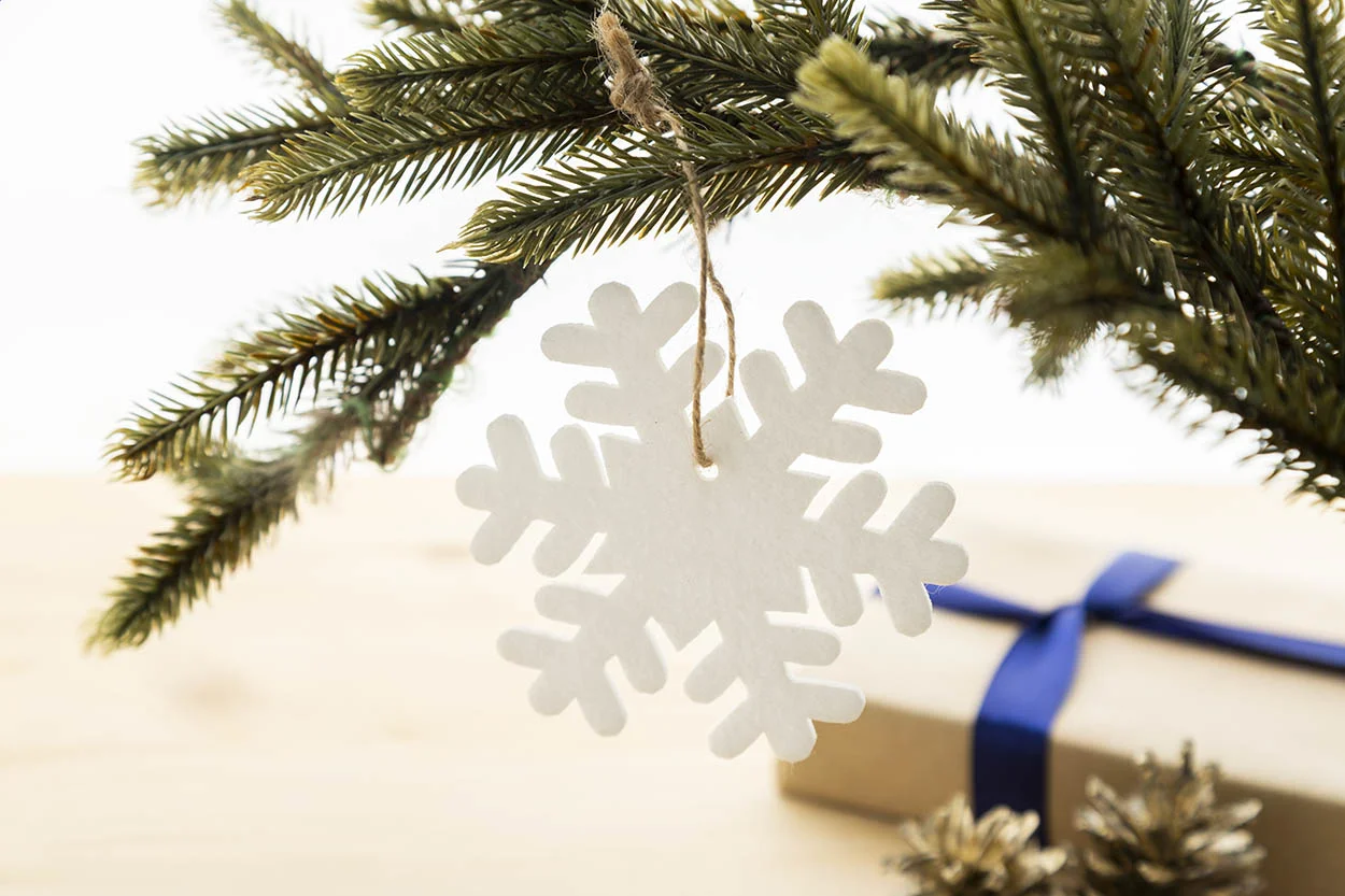 RPET Weihnachtsbaumschmuck, Schneeflocke Joulox, weiß – Bild 2