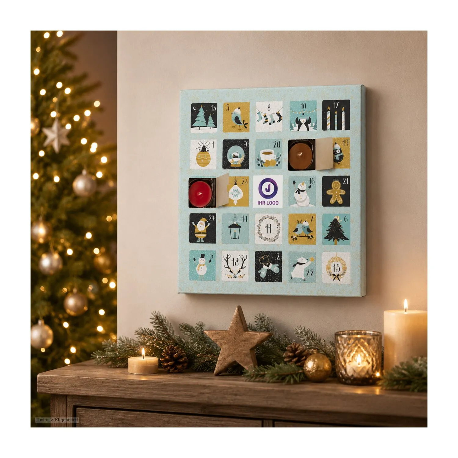 Geschenkartikel / Präsentartikel : Duftkerzen Adventskalender Charming Christmas, blau – Bild 6