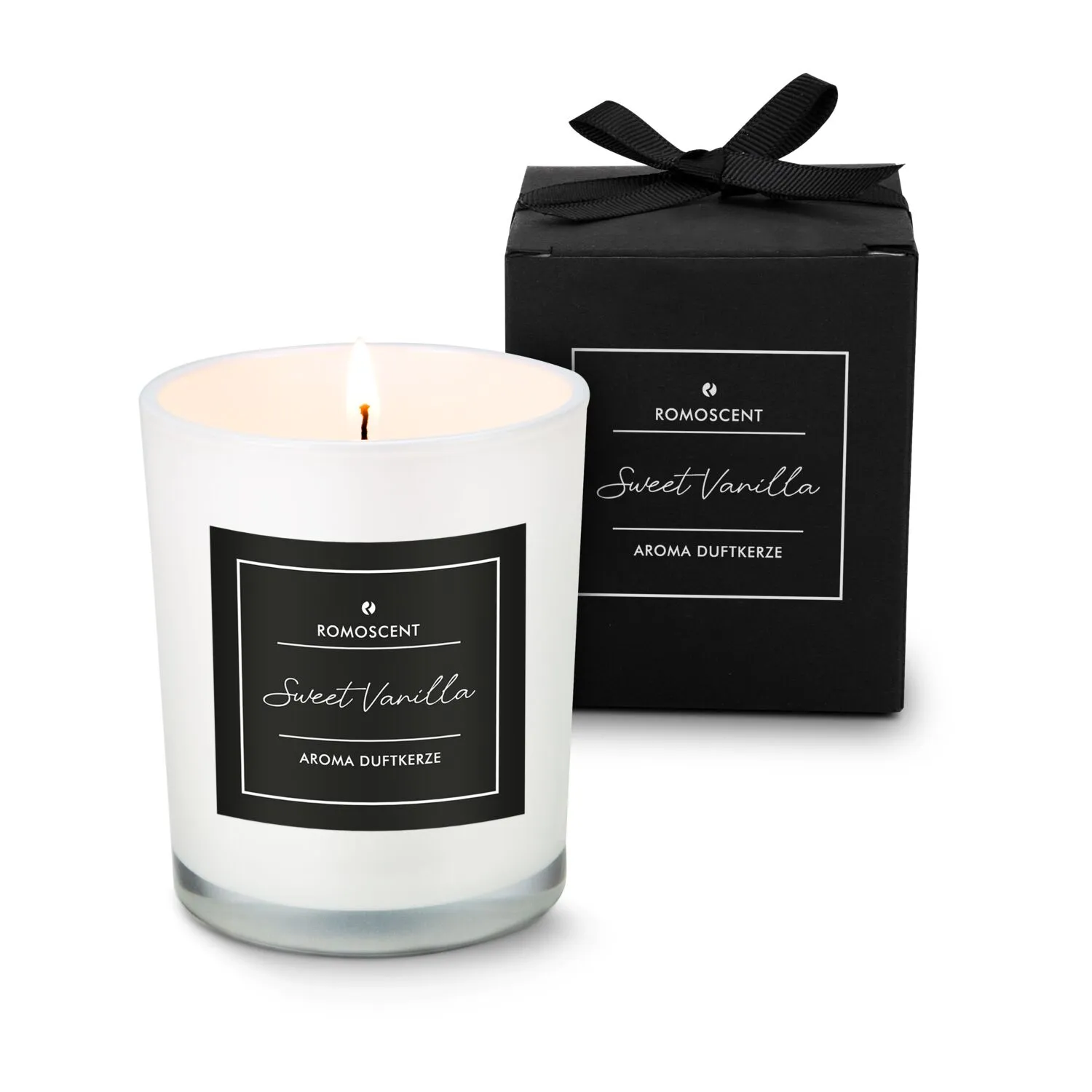 ROMOSCENT® Aromakerze Sweet Vanilla, schwarz-weiß – Bild 6