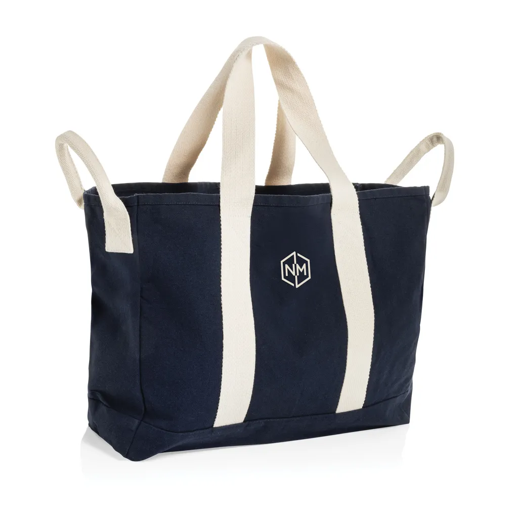 BEAU AWARE™ Strandtasche aus 400gr/m² recyceltem Canvas, navy blau – Bild 3