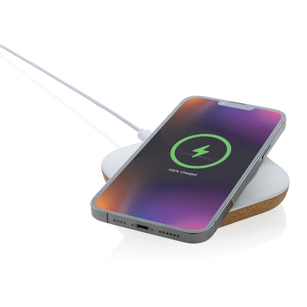 Oregon Wireless-Charger aus RCS recyc. Kunststoff & Kork, braun – Bild 2