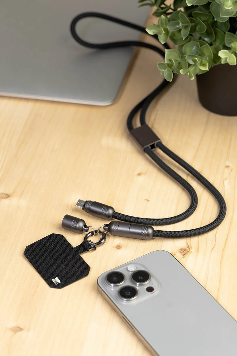 60W Handy-Lanyard-Kabel RPET Fastly, schwarz – Bild 9