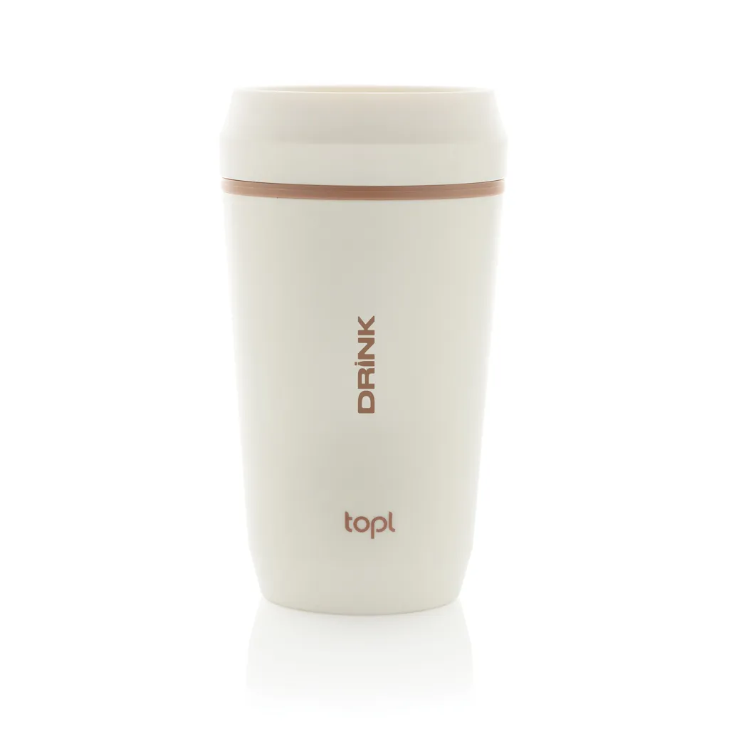 Topl-Becher aus rec. Kunststoff mit 360-Grad-Deckel 354ml, weiß – Bild 5