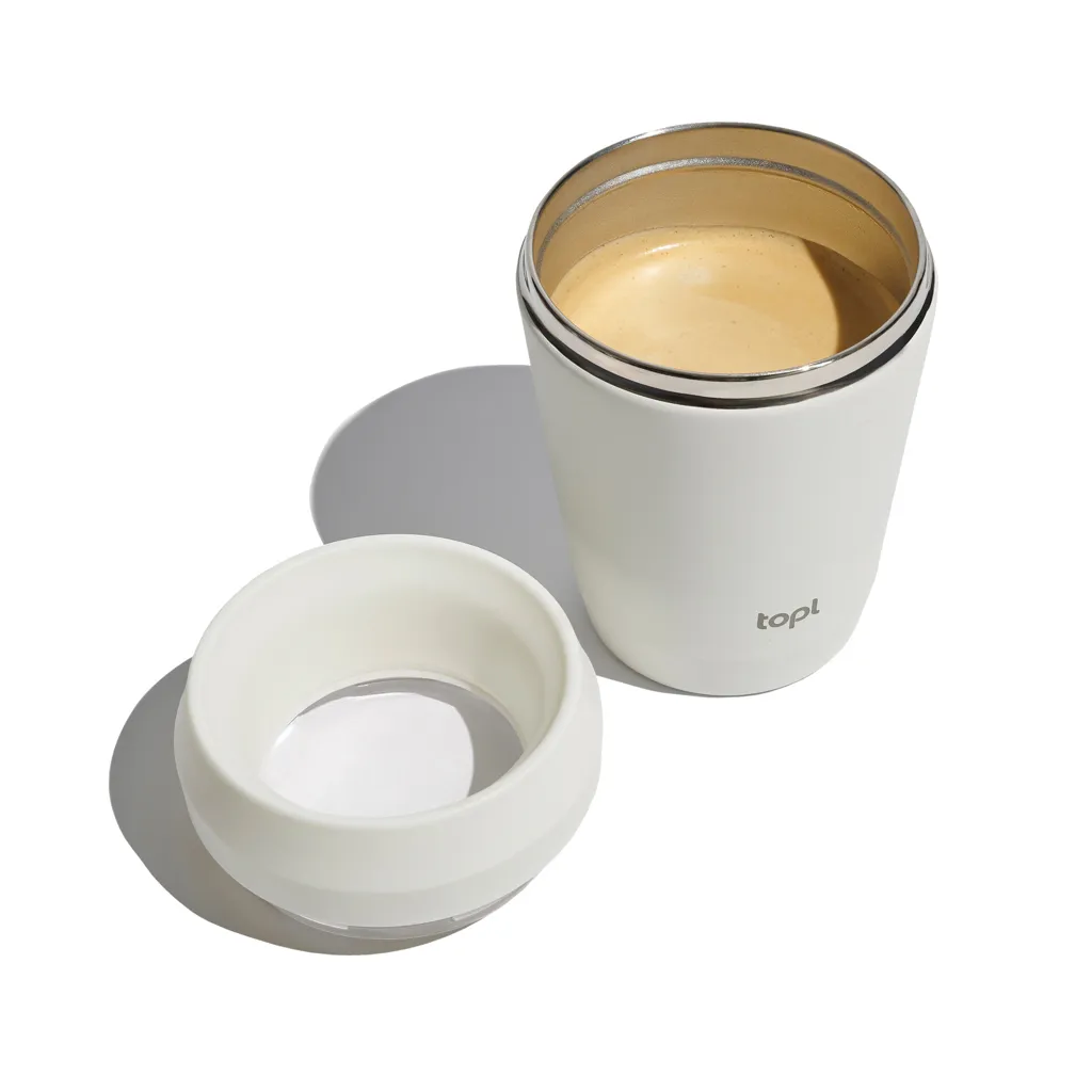 Topl-Trinkbecher aus rec. Stahl mit 360-Grad-Deckel 236ml, weiß – Bild 2