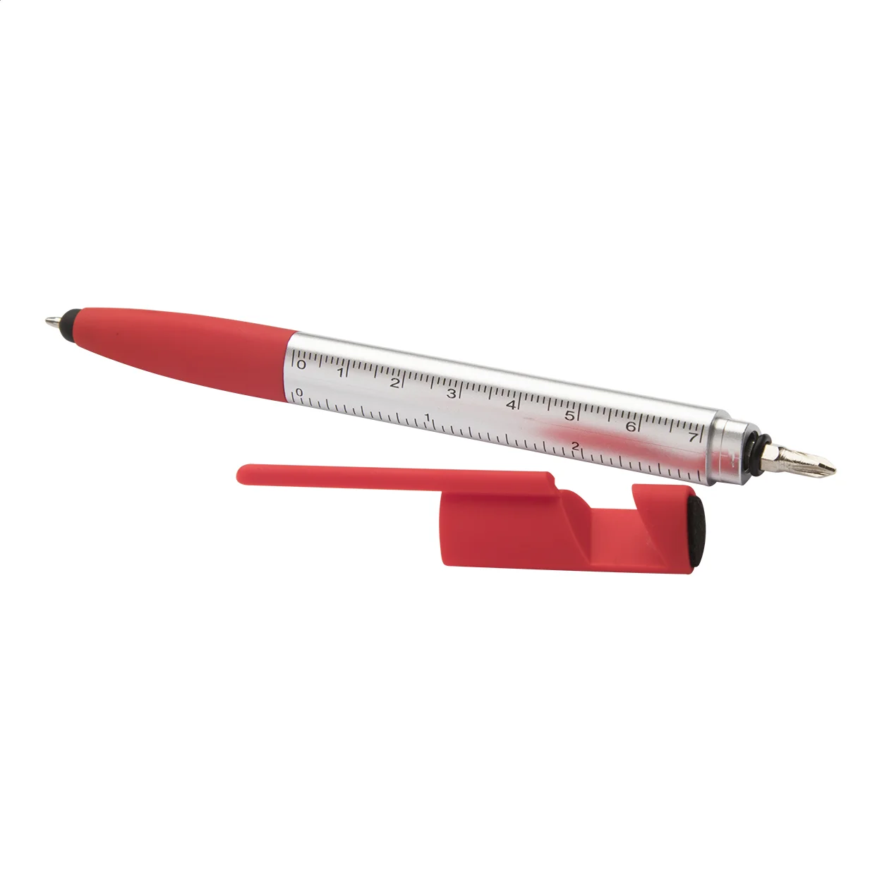 Touchpen Handy mit Kugelschreiber, rot, silber – Bild 2