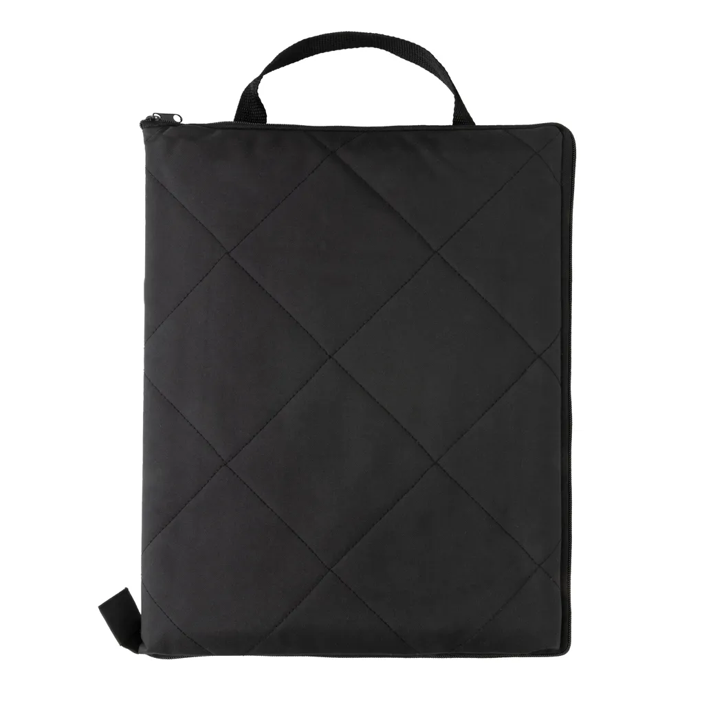 Impact Aware™ RPET faltbare, gesteppte Picknickdecke, schwarz – Bild 2