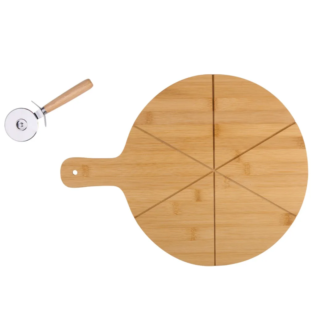 ALPINA Pizzabrett Ø34cm mit Messer, Braun – Bild 3