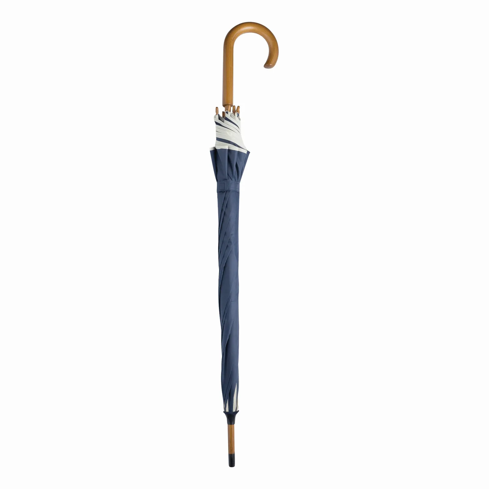 WALTZ Umbrella, Automatik-Holzstockschirm, beige, marineblau – Bild 3