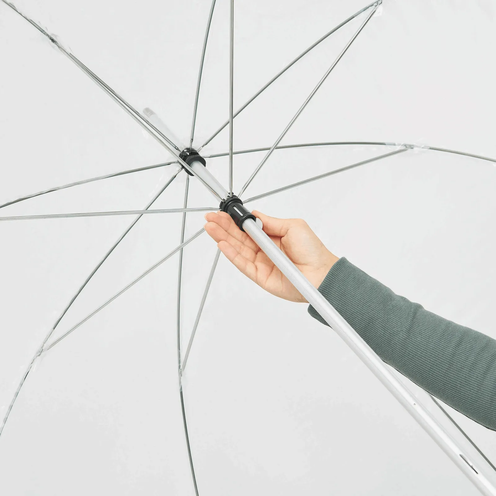 PANORAMIX Umbrella, Transparenter Aluminium-Stockschirm silber, transparent, silber, transparent – Bild 9
