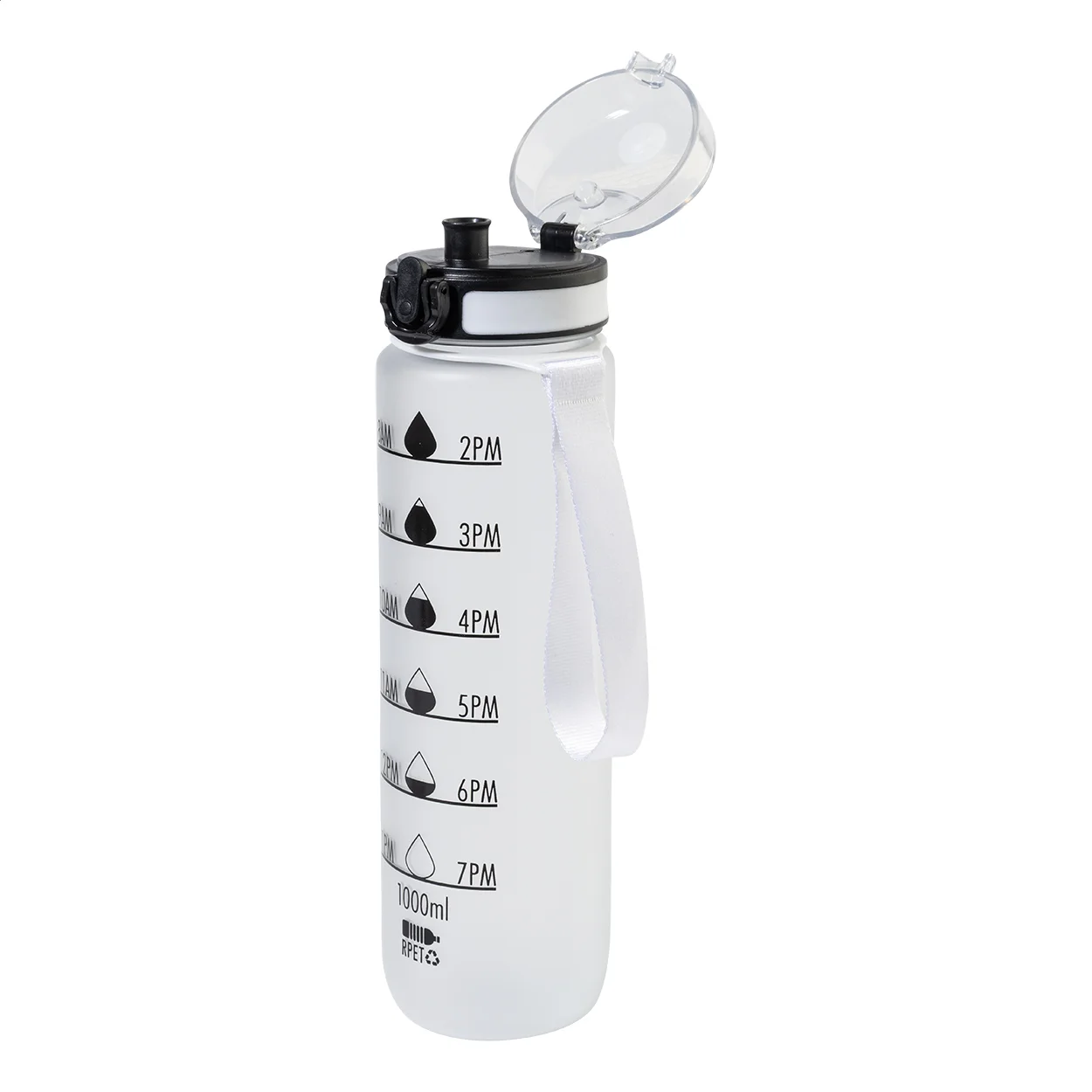 RPET Flasche mit Motivationsanzeige Sipcount, mattweiß – Bild 2