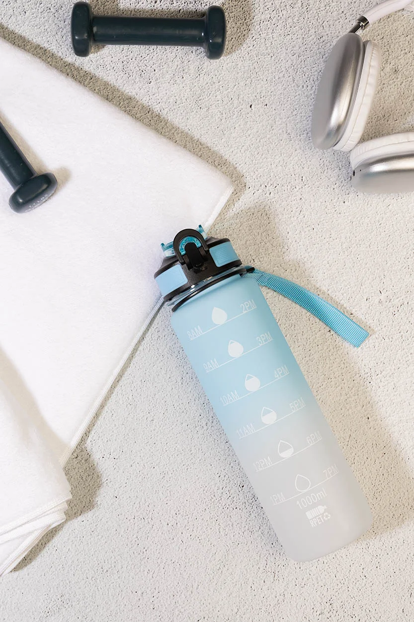 RPET Flasche mit Motivationsanzeige Sipgrade, hellblau – Bild 6