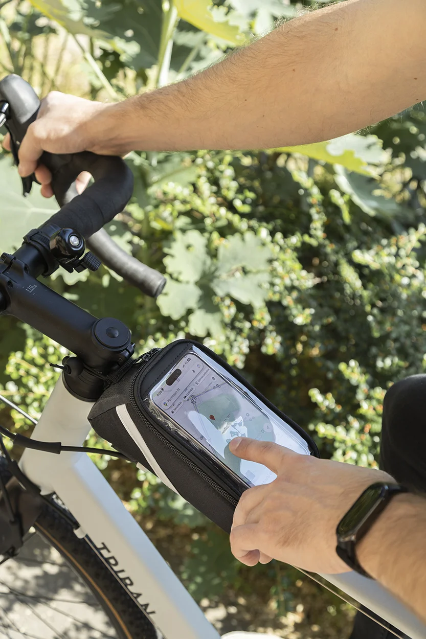 RPET-Fahrrad-Handyhaltertasche Velofon, schwarz – Bild 8