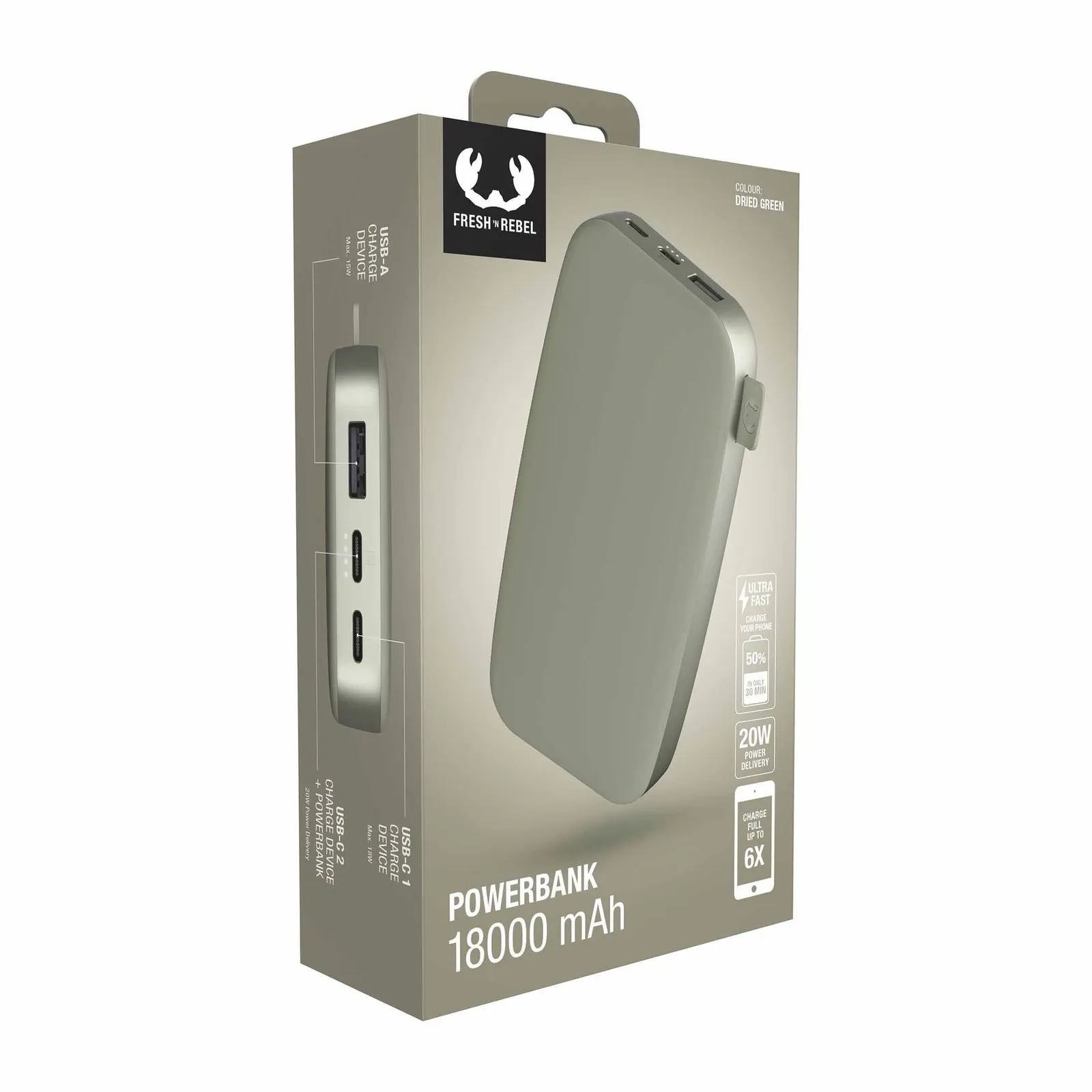 Fresh 'n Rebel Powerbank 18000 mAh USB-C, Gefärbtes Grün – Bild 8