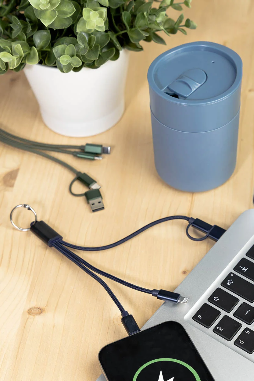 USB-Ladekabel Rafob mit Schlüsselanhänger, dunkelblau – Bild 6