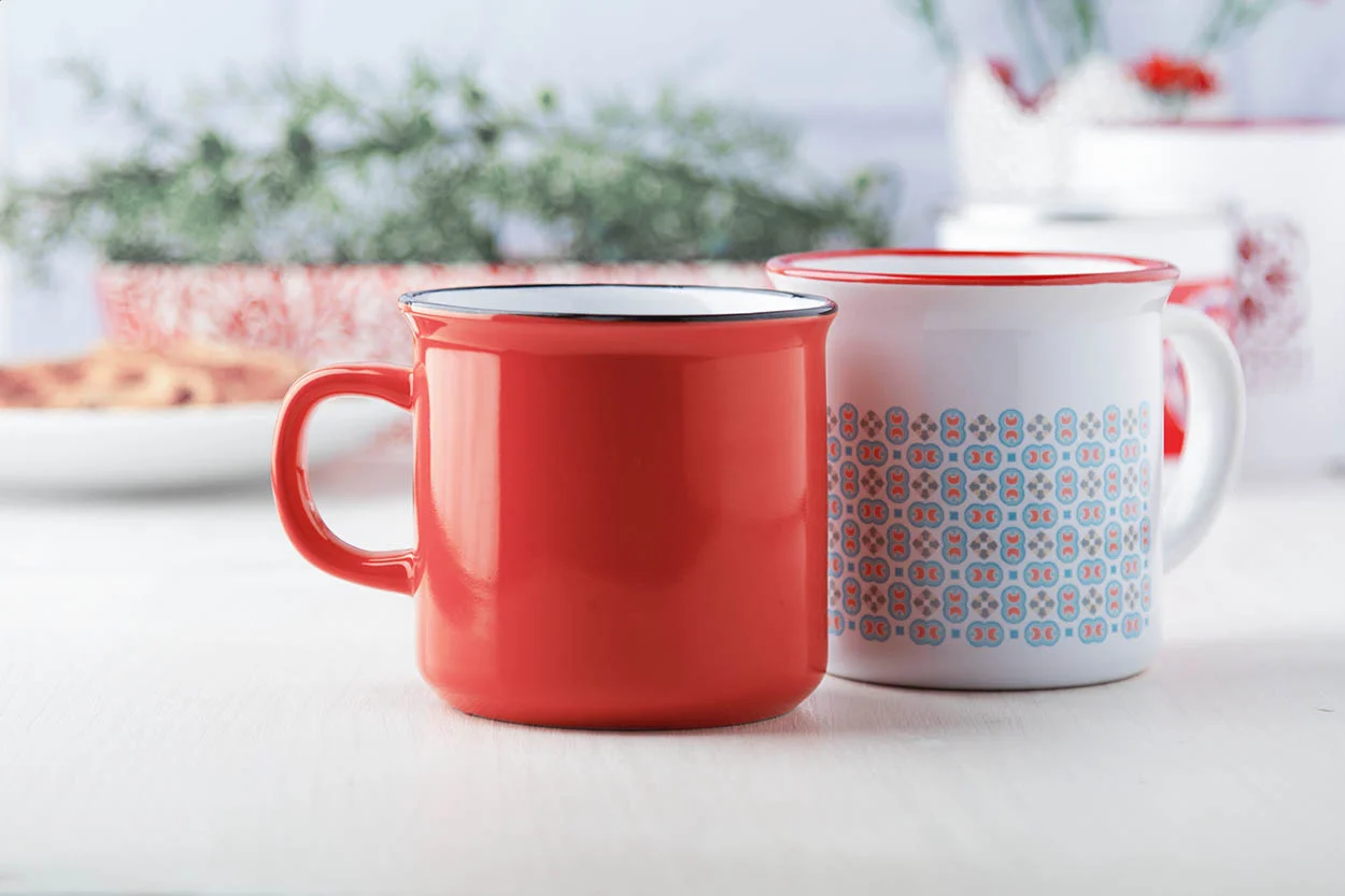 Tasse Woodstock, rot, weiß – Bild 4